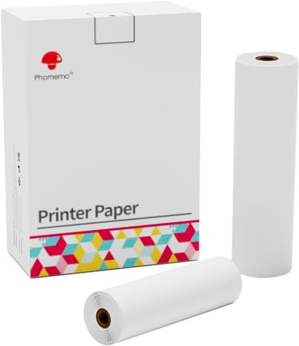 Phomemo 2 Rollo de Papel Térmico de Secado Rápido Tamaño Carta US,Papel Térmico 8.5''x11'',Compatible con Phomemo M832,M834 Impresora Termica y Otras Impresoras Térmicas Portátiles (1 Roll/110 Hojas)