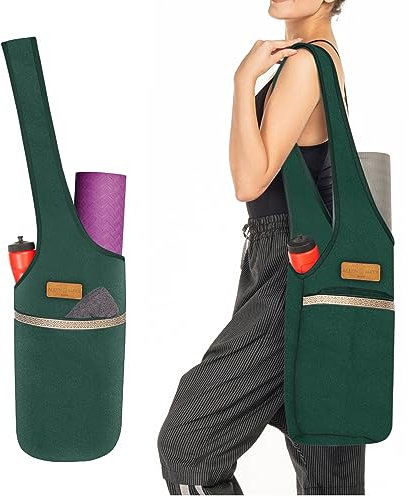 ALLEN & MATE Unisex-Yoga-Übungsmatten-Tasche mit großer Tasche, große Kapazität, Schultertrage für Männer und Frauen (grün)