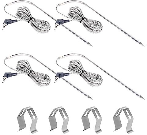 4 Stück Ersatz Fleischsonde für Pit Boss Pellet Grill und Smoker, 3,5 mm Stecker Fleischsonden Wasserdichte Temperatursonden mit Grills Clip Zubehör