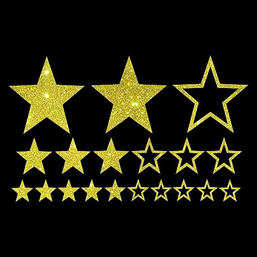 Glitzerdeals Iron-On Transfer Glitter Stars Set Yellow Gold Iron-On Patches for Textiles Carnival Costume Stars Iron-On Patch Star Fancy Dress Patch for Iron-On Stars