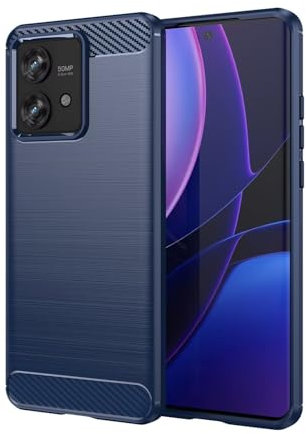 HONLEN Custodia in Silicone TPU per Motorola Moto Edge 40 Neo (6.55 Inches), Cover con Design Antiscivolo in Fibra Spazzolata - Blu