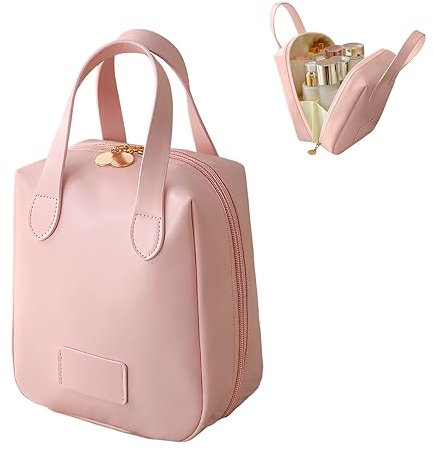 Kosmetiktasche, Tragbare Schminktasche Kosmetiktasche Mit Großem Fassungsvermögen Make Up Tasche Multifunktions Reise Kosmetiktasche Wasserdichter Kulturtasche Mit Trennwand Tasche Organizer (Rosa)