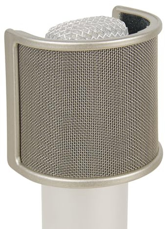 Geekria for Creators Mic Metal Pop Filter, Windscreen Cover with Metal Mesh and Foam Filter, Antipop Mask Compatible with Audio-Technica AT2020, FIFINE K669B, Rode NT-USB (Size S/Nickel)