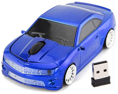 ciciglow Drahtlose Computermaus, Sportwagenförmige 2,4-G-Funkmaus, Hochpräziser Sensor, Energiesparende Mäuse (Blue)