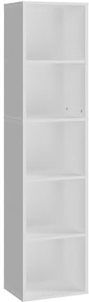 Panana 2-6 Tier Cube Bookcase, Wooden Book Shelving Freestanding Storage Unit Open Shelf For Home Office Display (White, 5 Tier)