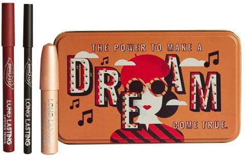 Purobio - Dreambox - Geschenkbox in veredelter illustrierter Blechdose - Enthält: 1 LIPSTICK Pencil 014L + 1 CHUBBY Highlighter 024L + 1 Long Lasting 01L Bleistift - Make Up