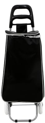 Panana Lightweight Shopping Trolley Luggage Bag 2 Wheels Hard Wearing Foldaway Shopping Cart Grocery Bag (BK)