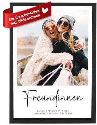 Wackadoo Bilderrahmen Personalisiertes Poster Freundin, Wandbild mit Foto und Text, Holz Bilderrahmen und Glasscheibe, fotogeschenk personalisiert, personalisiertes geschenk