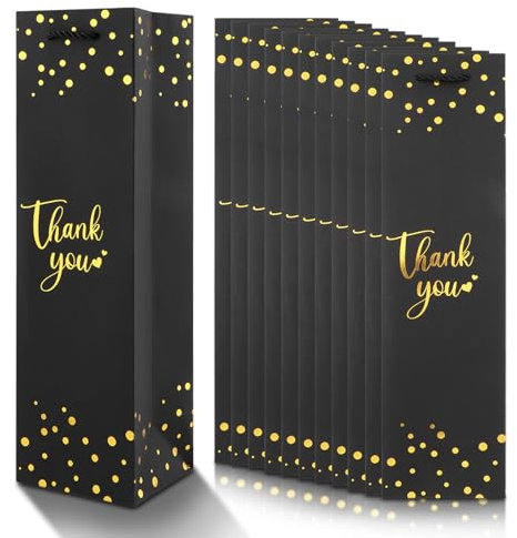12Pcs Wine Bottle Gift Bag,Wine Gift Bags Single Bottle,Heavy Duty Wine Bottle Bags with Handle,for Party Christmas Halloween Wedding Birthday Festival Party Retail Merchandise Shopping
