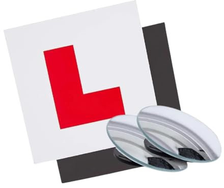 L Plates magnetic, Learner plates, L Plates for Car Magnetic, 2 Pack for Car, With 2 Pack, Blind Spot Mirrors for Cars, 360° Adjustable, Car Accessories, Car Mirror, Car Essentials, Traffic Mirror