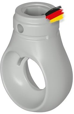 BAUHELD® Occhiello per tenda in plastica [Made in Germany] – Supporto per tenda da sole con gancio a sfera [rotondo] – occhiello manovella in grigio chiaro – RAL7035 – foro 10 mm – foro trasversale