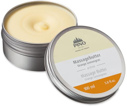 Pino Massagebutter | Orange Lemongras Active | Made in Germany | 100% naturreine Butter | Enthält Kakao- und Sheabutter | 100 ml