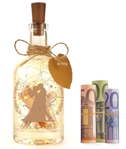 Vetbuosa Hochzeitsgeschenke für Brautpaar - LED Flaschenlicht, Geldgeschenk Hochzeit, Hochzeitsgeschenk Geld, Hochzeit Geschenke für Brautpaar, Jahrestag Geschenk für Ihn Sie, Hochzeitsdeko