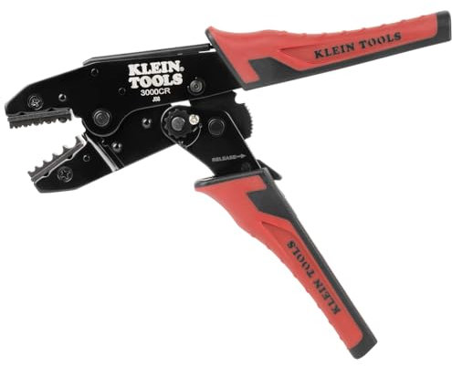 Klein Tools 3006CR Crimpzange für nicht isolierte Klemmen, Ratschen-Crimper, 10 bis 22 AWG Litze Kupferdraht, Vollzyklus, 5-Cavity