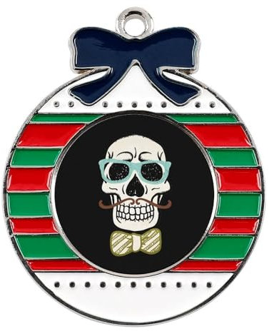 Dekorativer Totenkopf Weihnachtsschmuck Christbaumschmuck Weihnachtsdeko Anhänger Rund