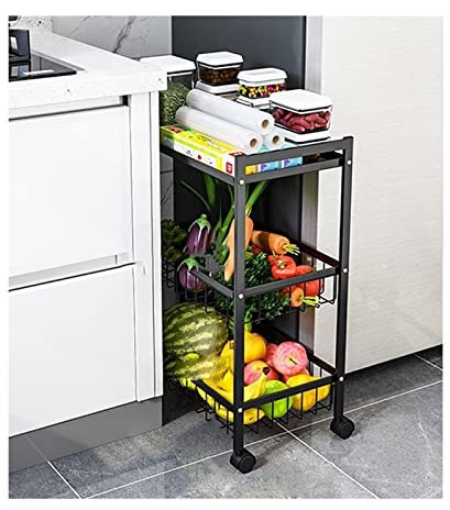 TATOS Lagerwagen Küchenspalten-Lagerregal Mehrschichtiger Wagen Obst- und Gemüseregal Schmaler Kühlschrankspalten-Lagerregal Regal-Lagerwagen