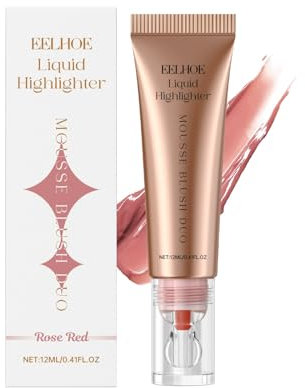 Flüssiges Highlighting Blush Set (2 Stück) - Vegan & Cruelty-Free, Leichtgewichtiger Flüssiger Konturenstift Für Strahlende Wangen, Natürliche Rouge Und Glow, Liquid Highlighter Blush (Rosenrot)