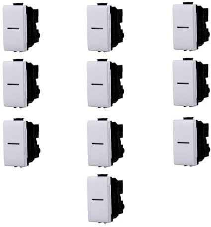MODULI FRUTTI PRESE BIPASSO 10A 16A 230V INTERRUTTORI PULSANTI SCHUKO USB DIMMER SENSORI ANTENNA RETE COMPATIBILE CON BTICINO MATIX (10x, interruttore assiale)