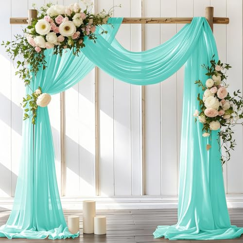 LINXTAR Tissu drapé pour arche de mariage - 76,2 x 5,5 m - En mousseline de soie transparente - 2 panneaux - Pour Pâques, fête prénuptiale, fête prénatale, cabine photo, décoration d'église, fête