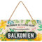 LANOLU Retro Blechschild BALKONIEN Schild - Blechschilder Garten mit Sprüchen - nostalgische Dekoration als Gärtner Geschenke - retro Deko vintage Metallschild Garten Balkon 16x32cm