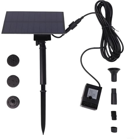 Volakebeing Solar Powered Water Fountain Pump, Solar Pumps for Garden Water Features, 5W 5V 180L/h for Bird Baths, Aquariums, Small Ponds, and Garden Decorations 14.5 * 9 * 5cm