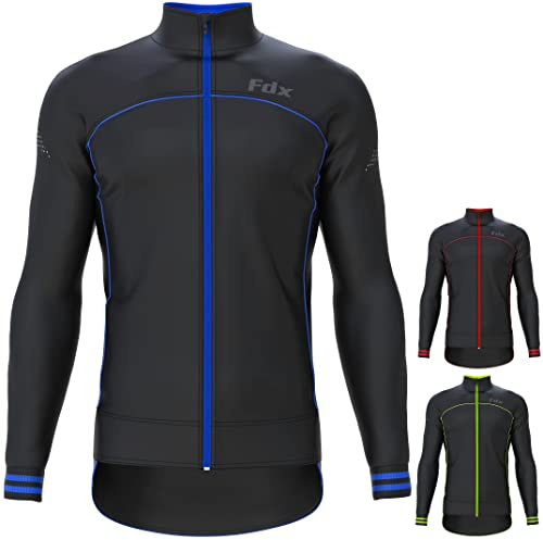 FDX Herren Winterradjacke, winddichte Softshell Thermojacke, atmungsaktiv, reflektierend, wasserabweisend mit Reißverschluss, ideal zum Radfahren, Laufen und Training