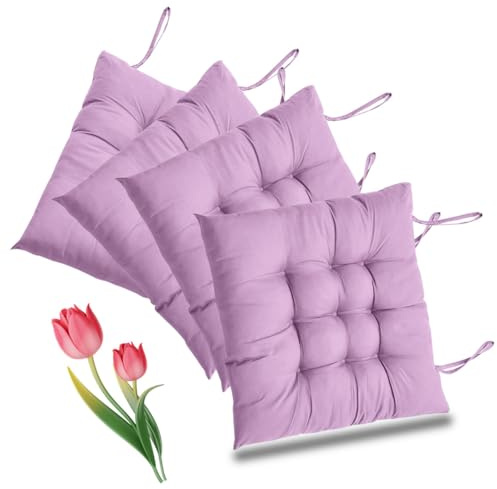 Umllpet Set di 4 cuscini per sedia, 40 x 40 cm, per interni ed esterni, colore viola chiaro