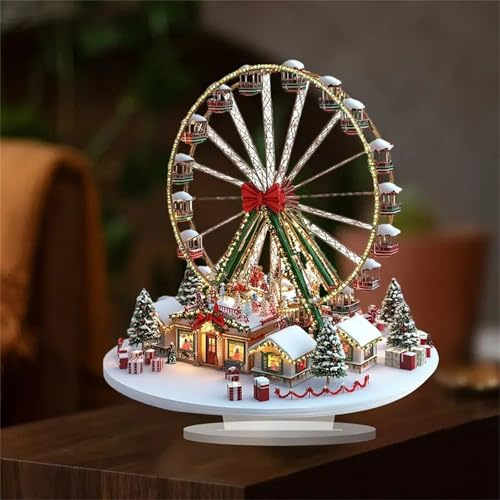 Weihnachten Häuser Rad Decor, Dekoration Mit Riesenrad, 2D Festtagsdekoration Aus Acryl, Vergnügungspark Für Weihnachten,Für Büros Zuhause Zimmer Schulen Studentenwohnheime Wohnungen Kirmesanlagen
