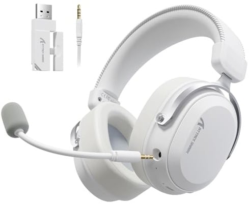 ATTACK SHARK L30PRO Kabelloses Gaming-Headset mit 7.1 Surround Sound 50mm | 50mm Bio-Treiber, Tri-Mode 2.4G/BT 5.3/Kabel, abnehmbares Noise-Cancelling-Mikrofon, 84H Spielzeit, PC/PS/Switch, White