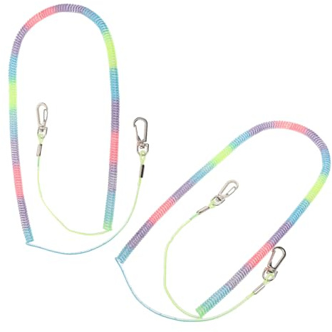 JOINPAYA Dragonne de Pêche Enroulée 2 Pièces Cordon Spiralé Extensible Lanière de Sécurité pour Canne à Pêche et Matériel de Kayak et Rivière