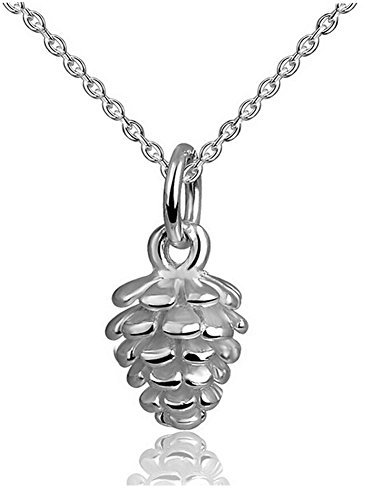 Helen de Lete Exquisite Halskette aus 925er Sterlingsilber mit Tannenzapfen, Sterling Silber