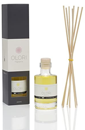 Raumduft Jasmin - Diffuser mit Stäbchen - Duftöl mit ätherischen Ölen blumig, erfrischend - 100% Natürlich & Rein - Raumlufterfrischer mit Duftstäbchen für Wohnung - Raumdüfte zum Wohlfühlen (100ml)
