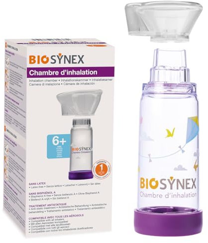 BIOSYNEX - Inhal'AIR - Chambre d'Inhalation - Espaceur pour Inhalateurs - Assistance Respiratoire Asthme, Bronchiolite - Sans Latex - Sans BPA - Taille 6 Ans et +