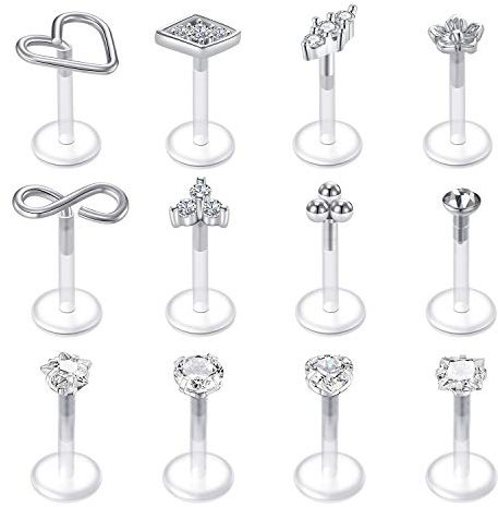 Flexible Acryl Monroe Lippe Ring Tragus Helix Knorpel Ohr Stud Ohrring Stecker 16G Klar Retainer Bioflex Labret Piercing Schmuck 8mm