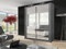 Milan Modern Double Full Mirror sliding door wardrobe with 2 LED Light Width 100cm/120cm/150cm/180cm/203cm/250cm(180cm, Grey)