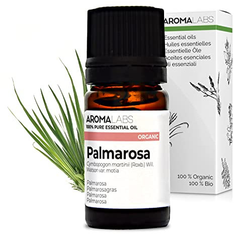 Aroma Labs - Palmarosa - Aceite Esencial Orgánico - Quimiotipado y Certificado AB - 5 mL