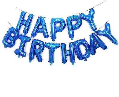 Ponmoo Foil Globos de Happy Birthday Banner Kit - Azul, Aluminio Globo para La Aniversario Fiesta, Feliz Cumpleaños Party Suministros Decoración