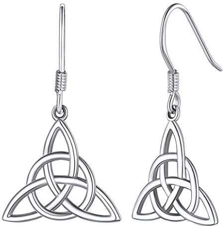 Silvora Keltischer Knoten Hängende Tropfen Ohrringe Triquetra Trinity Irische Unendlichkeit Ohrring für Frauen und Mädchen Schmuck Geburtstagsgeschenk