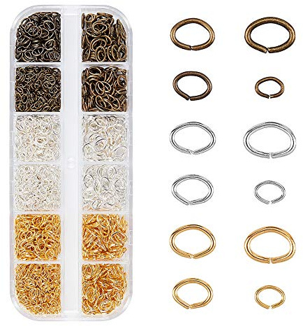PH PandaHall 1860pcs Ovale Biegering Eisen Offen Antik Bronze/Gold/Silber | Offene Ringe Für Choker Halsketten Armband Kette Maille Kettenhemd Schmuckherstellung