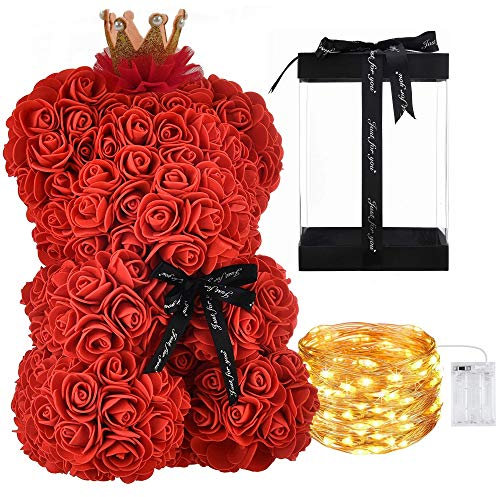 Orso di Rose Orsetto Rosa Orsacchiotto di Rosà Altezza 25 cm Teddy Bear Rosse Idea Regalo Per Lei Fidanzata Compleanno Mamma Anniversario San Valentino