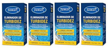Tamar Floculante en Cartucho para Piscinas Pack 4 Unidades, Eliminador de turbidez, clarificante, clarificador Agua, agrupa particulas en suspesion, tabletas.