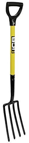 JCB Professional Border Fork High Carbon Steel 4 Prong Head , Garden Tool for Gardening, Landscaping, and Border Maintenance