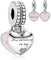 Annmors Mutter und Tochter Herzen Charms für Armband 925 Sterling Silber Anhänger