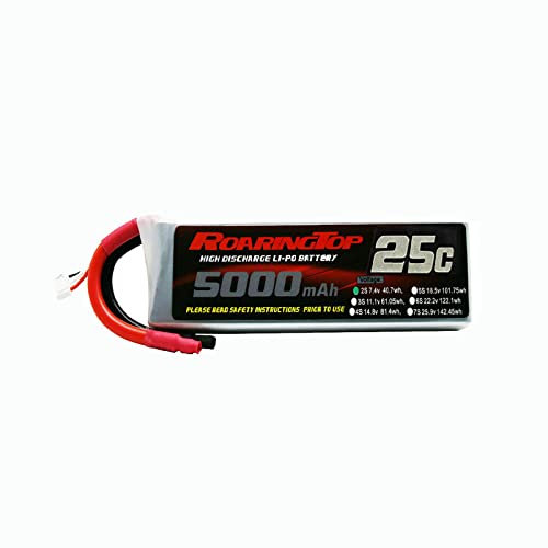 Roaring Top 7.4V 3S 5000mAh RC Lipo Batterie 45C mit 4mm Bullet Wire (ohne Stecker) für RC Auto LKW Boot Fahrzeuge Tank RC Buggy Racing Hobby
