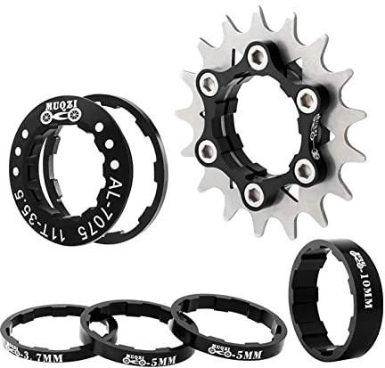 F Fityle Fahrrad Singlespeed Kassettenzahnrad Umbausatz Fixie Bike 1 Gang Adapter 17T 7 Gänge auf 10 Gänge Verdecktes Zahnrad - SCHWARZ
