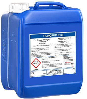 Tickopur R33 (10 liter), Ultraschallflüssigkeit für Vergaser und vieles mehr! | Reinigungskonzentrat mit Dosierung von 5 Prozent, Ultraschall Reinigungsmittel für Aluminium