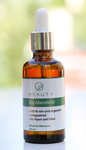 Mandelöl I 100% Bio, rein und kaltgepresst I für Haut, Haare, Nägel I wirkt feuchtigkeitsspendend, kurbelt das Zellwachstum an, verringert Falten