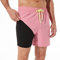 ineepor Maillot de Bain Homme 2 in 1 Tight Liner Short de Bain Homme Zip Pocket Maillot de Bain Short de Surf Short de Plage Short de Boxe Séchage Rapide,Rose,M
