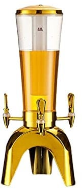 KIZQYN Biertower 3-Liter-Bierzapfanlage mit Wasserhahn, kommerzielles beleuchtetes Bierfass, Bierturm mit abnehmbaren Eiszapfen for Zuhause, Restaurant, Hotel Bierzapfanlage (Color : Gold)