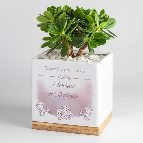 Maverton Pot de Fleur en céramique, personnalisé, Pot Plante intérieur | Pour Bonsai et succulentes, pour Couples, Parents, Anniversaire de Mariage, pour Noël, déco, Amoureux